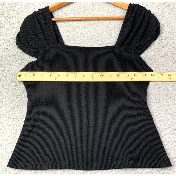 Anthropologie Top Womens Size Medium Black Ribbed Tank Top Viscose Blend - Picture 3 of 8